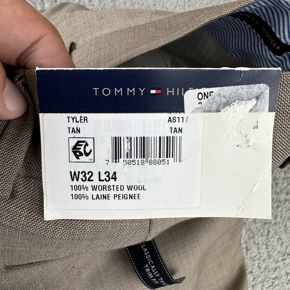 Tommy Hilfiger Tyler  Wool Stretch Dress Pants Tan Business 32x34 $190 MSR NWT
